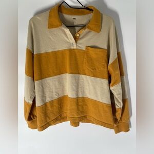Madewell Mustard and Cream Knit Top